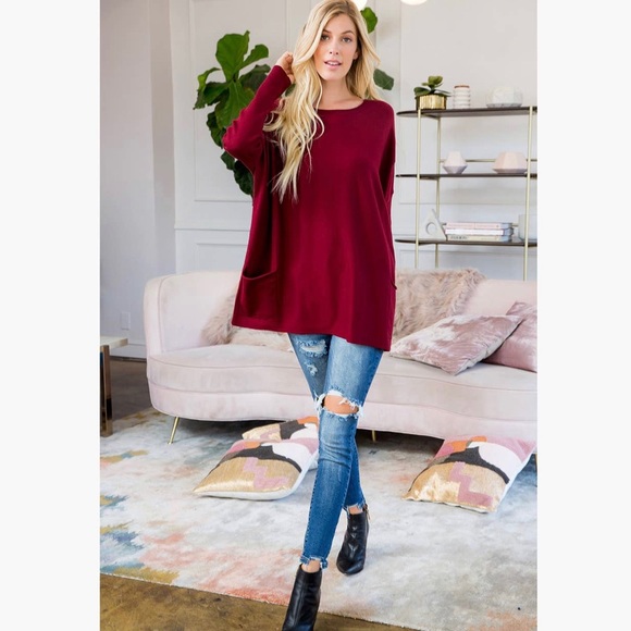Burgundy Oversized Sweater - Picture 4 of 5